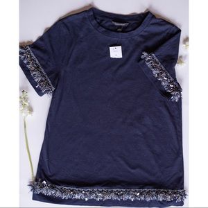 Banana Republic Navy Blue T-shirt with beads NWT